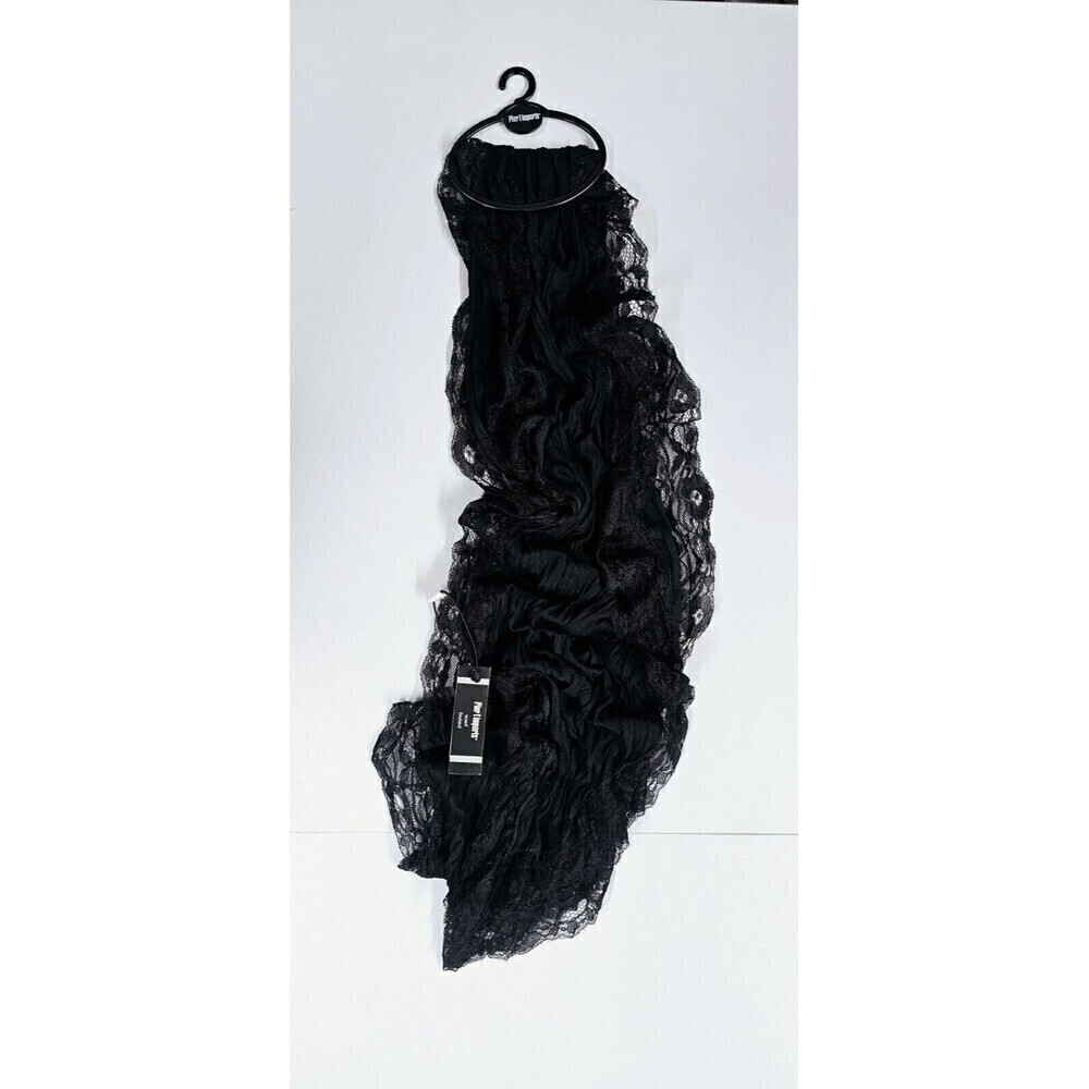 NEW PIER 1 Imports Black Lace Accent Foulard Rectangular Crinkle Scarf NWT